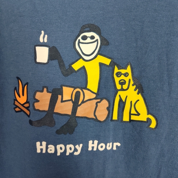 NWT Life Is Good Jake & Rocket Happy Hour Comic Blue Short Sleeve Tee SZ M - Picture 5 of 10